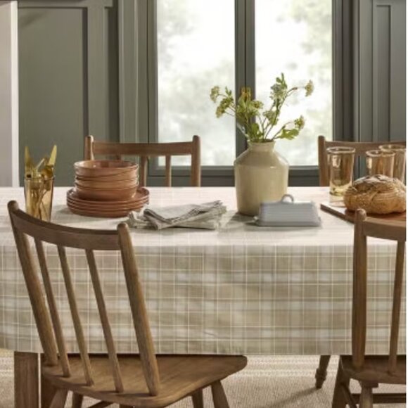 HEARTH & HAND Magnolia Grid Plaid Cloth Napkins Beige Cream Set of 4 - Picture 3 of 6
